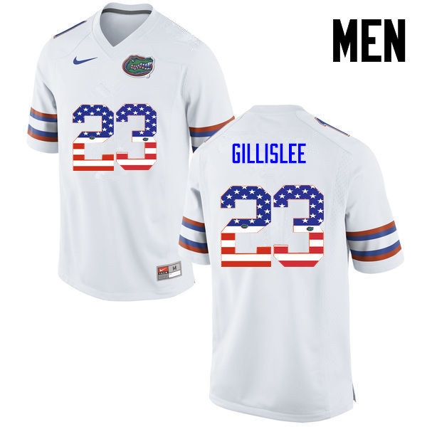 Men Florida Gators #23 Mike Gillislee College Football USA Flag Fashion Jerseys-White - Click Image to Close